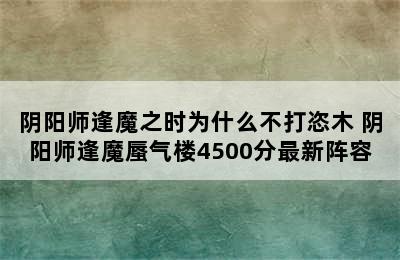 阴阳师逢魔之时为什么不打恣木 阴阳师逢魔蜃气楼4500分最新阵容